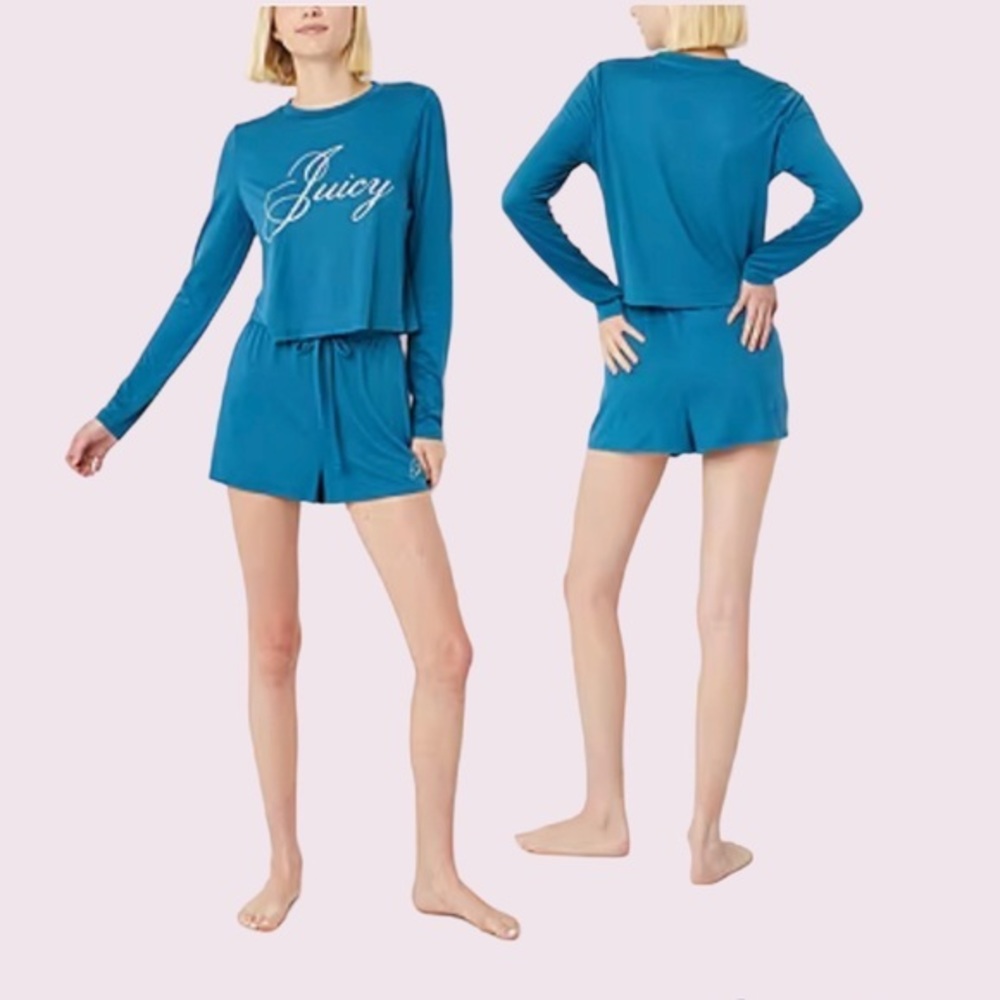 Juicy Couture Long Sleeve Top & Shorts Pajama Set